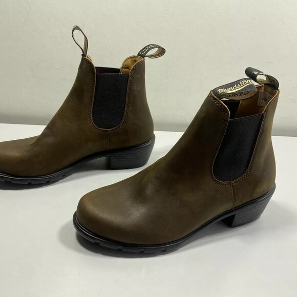 NEW BLUNDSTONE Womens Elastic Sided Heel Boots Size 9 Pull-On Chelsea Brown - Picture 8 of 8